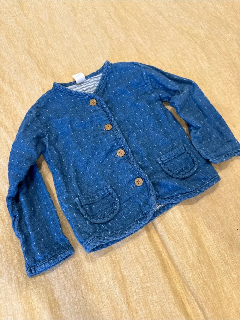 H&M Indigo Blue Quilted Button-Front Jean Jacket